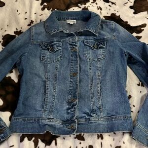 Stretch Jean jacket M fitted button front classic medium stonewash denim SJB